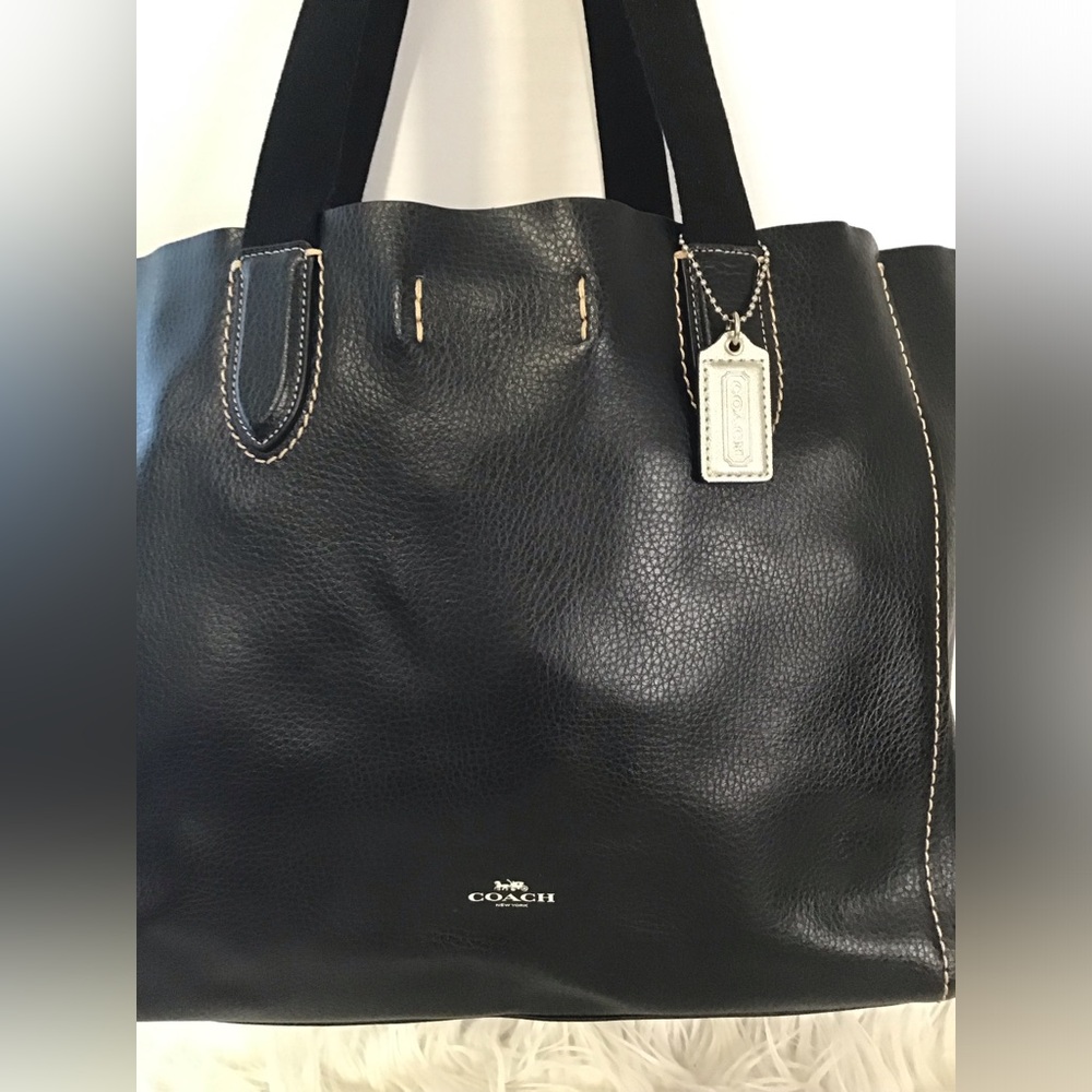Coach 58660 Pebble Leather Derby Tote Bag In Black EUC - Picture 2 of 16